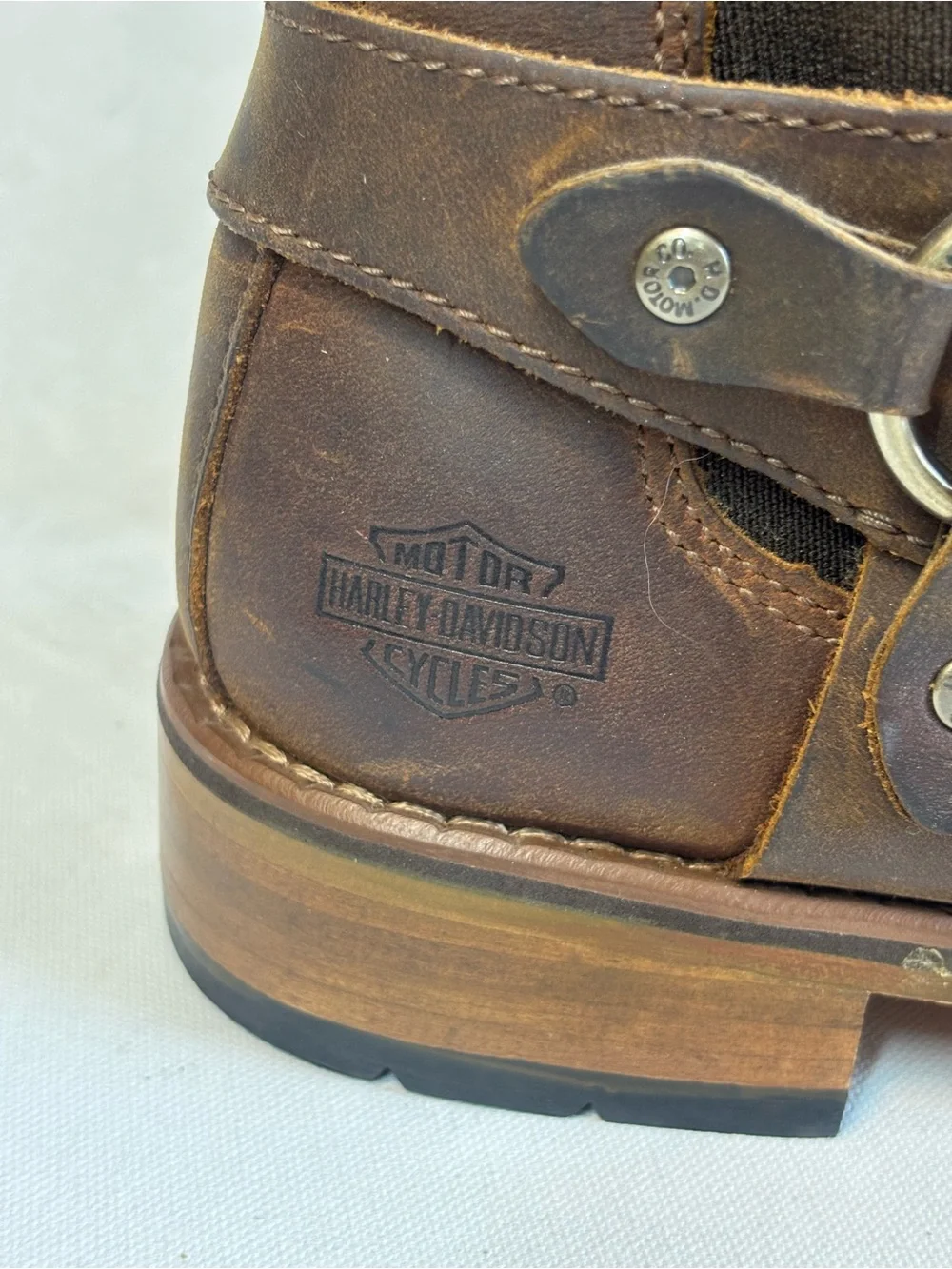 Harley-Davidson Women’s Brown Leather Harness Ankle Boots, size 5.5
